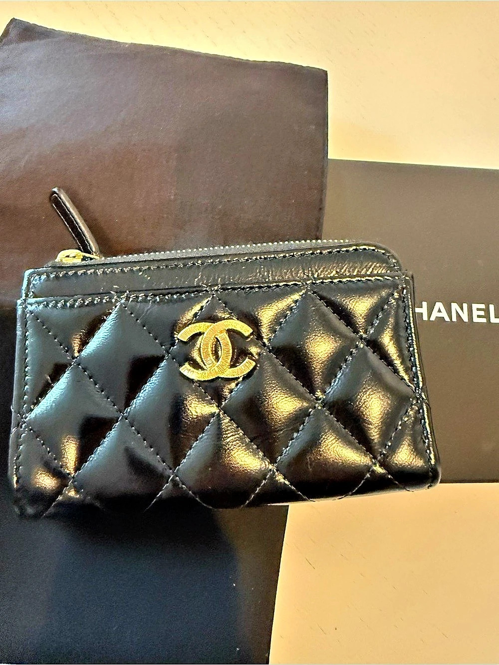 Chanel Hallet Quilted Wallet in Black